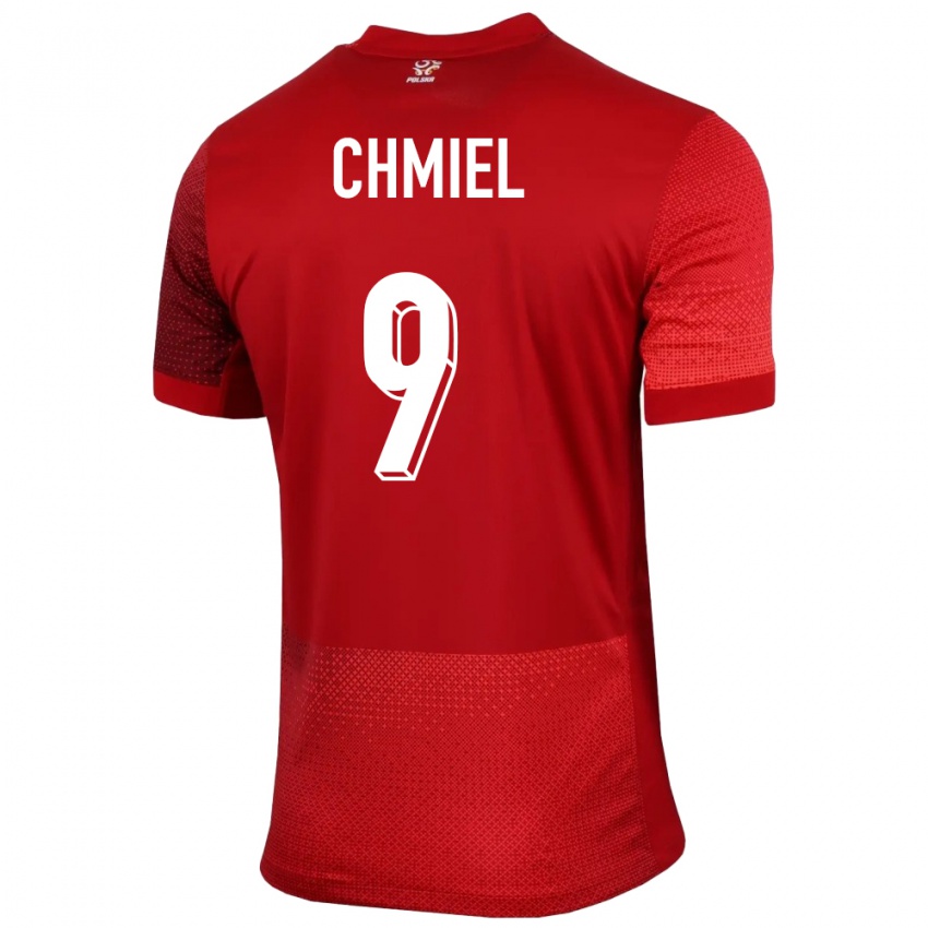 Bambino Maglia Polonia George Chmiel #9 Rosso Kit Gara Away 24-26 Maglietta