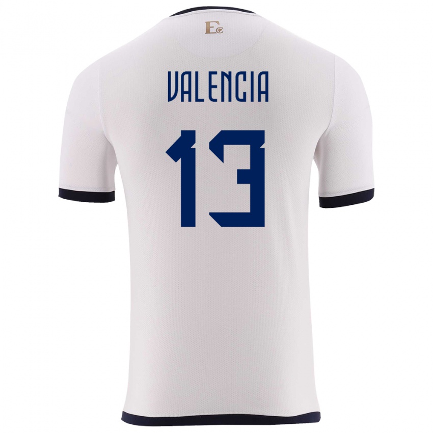 Bambino Maglia Ecuador Enner Valencia #13 Bianco Kit Gara Away 24-26 Maglietta