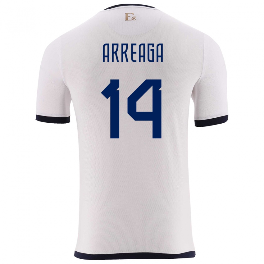 Bambino Maglia Ecuador Xavier Arreaga #14 Bianco Kit Gara Away 24-26 Maglietta