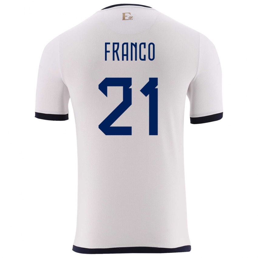 Bambino Maglia Ecuador Alan Franco #21 Bianco Kit Gara Away 24-26 Maglietta