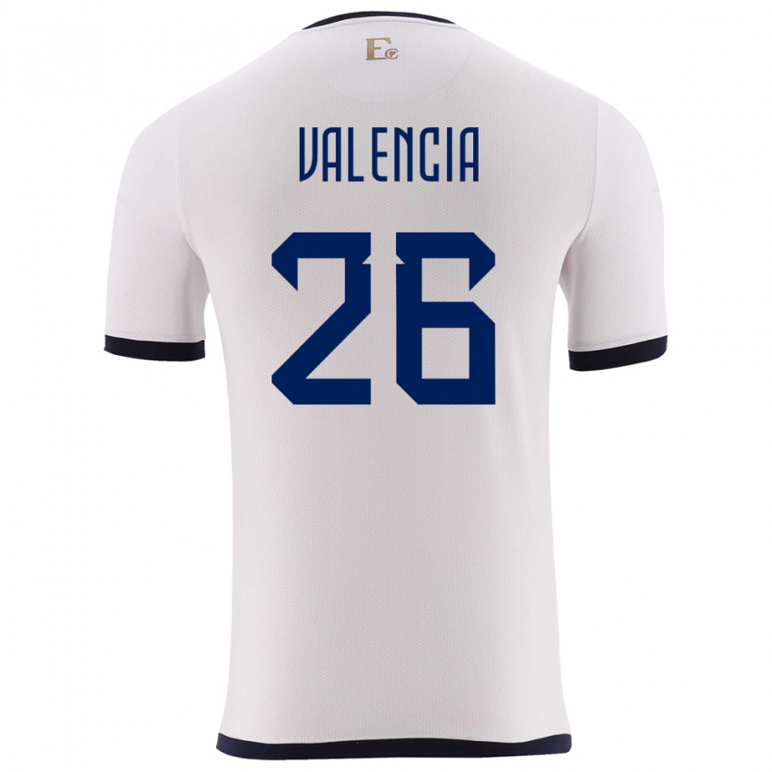 Bambino Maglia Ecuador Anthony Valencia #26 Bianco Kit Gara Away 24-26 Maglietta