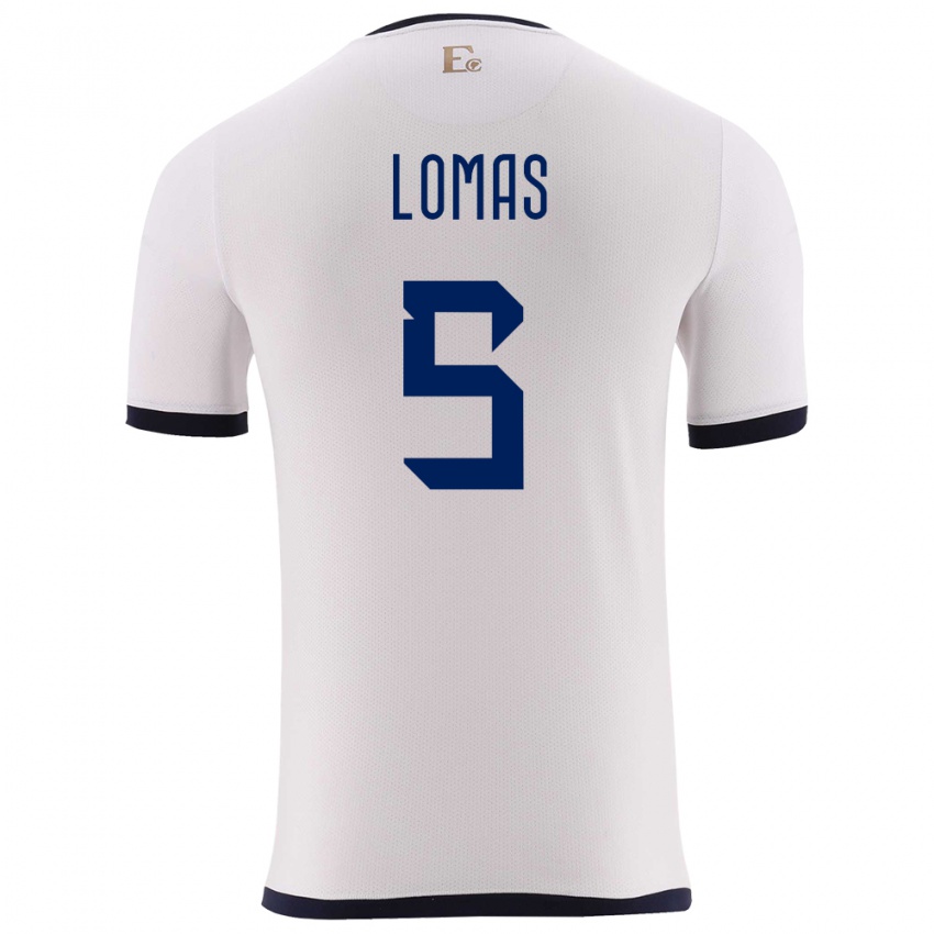 Bambino Maglia Ecuador Ariana Lomas #5 Bianco Kit Gara Away 24-26 Maglietta