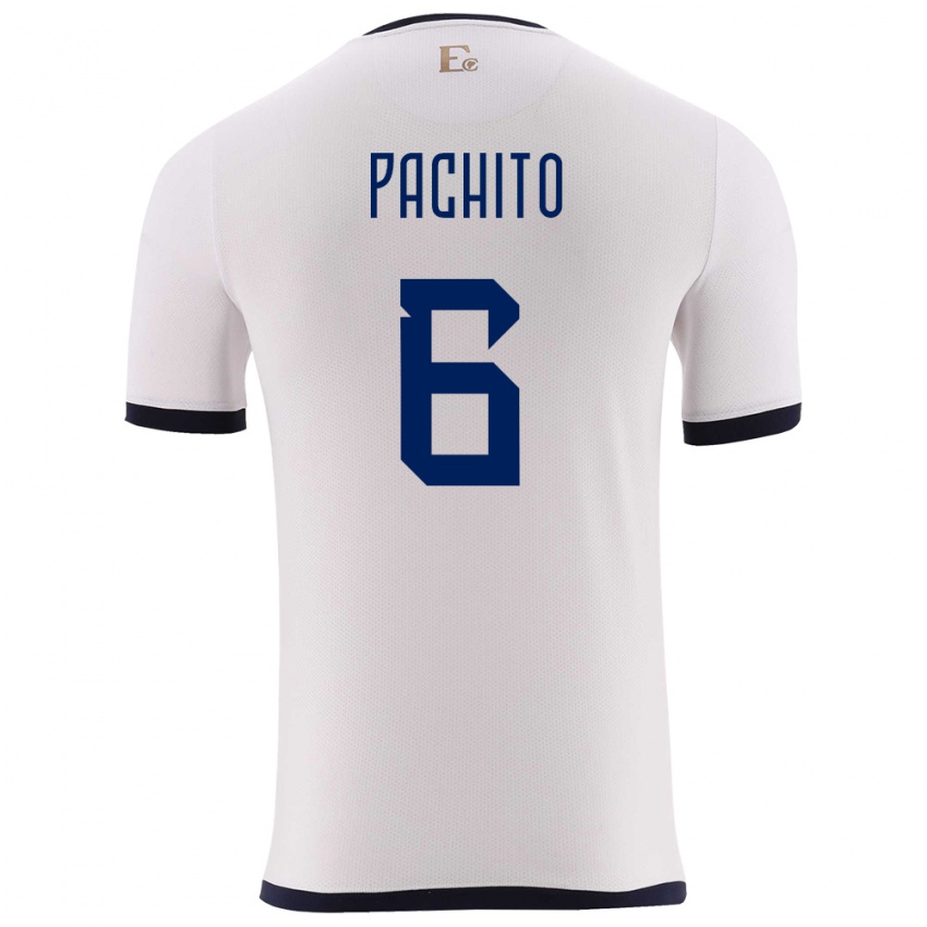 Bambino Maglia Ecuador Angelica Pachito #6 Bianco Kit Gara Away 24-26 Maglietta