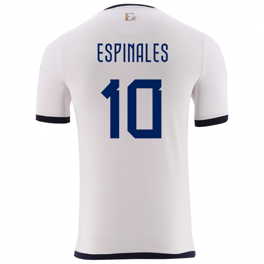 Bambino Maglia Ecuador Joselyn Espinales #10 Bianco Kit Gara Away 24-26 Maglietta