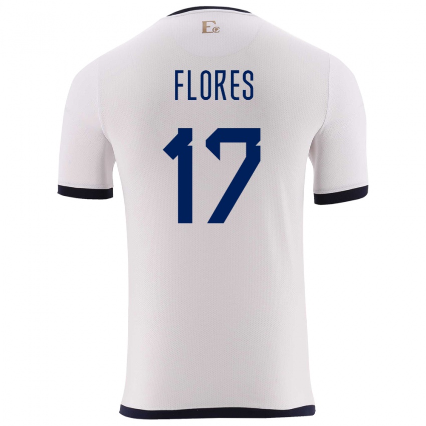 Bambino Maglia Ecuador Karen Flores #17 Bianco Kit Gara Away 24-26 Maglietta