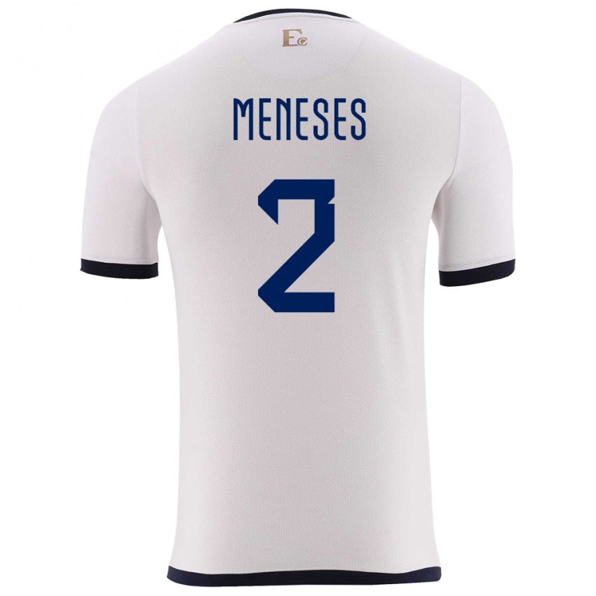 Bambino Maglia Ecuador Randy Meneses #2 Bianco Kit Gara Away 24-26 Maglietta