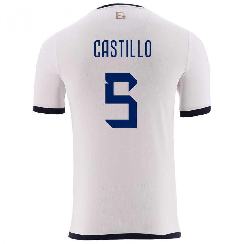 Bambino Maglia Ecuador Denil Castillo #5 Bianco Kit Gara Away 24-26 Maglietta