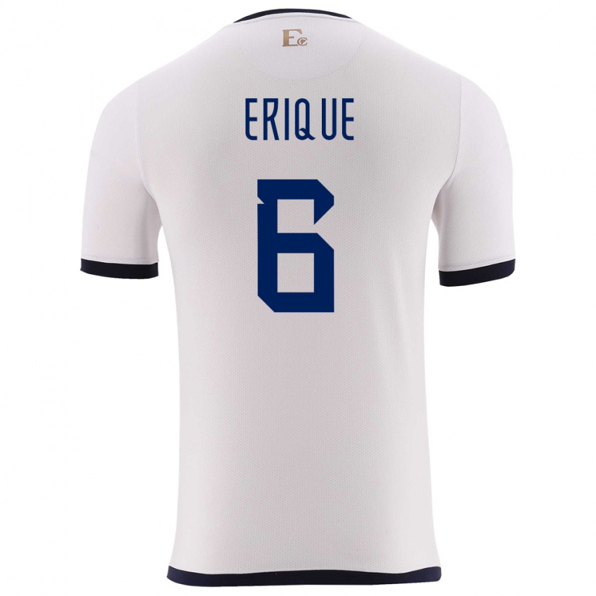 Bambino Maglia Ecuador Yeltzin Erique #6 Bianco Kit Gara Away 24-26 Maglietta