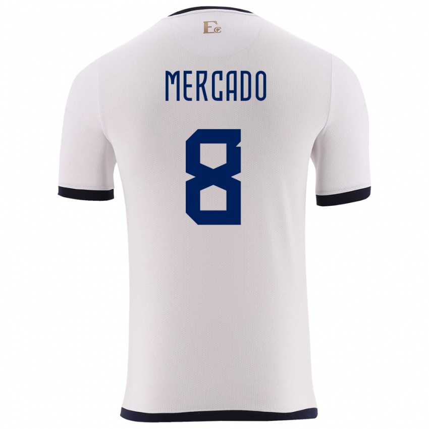 Bambino Maglia Ecuador Patrik Mercado #8 Bianco Kit Gara Away 24-26 Maglietta