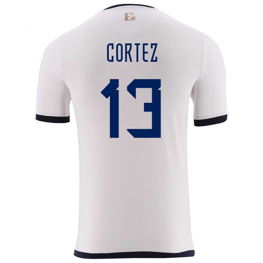 Bambino Maglia Ecuador Steven Cortez #13 Bianco Kit Gara Away 24-26 Maglietta