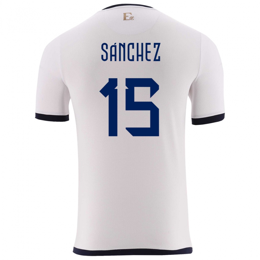 Bambino Maglia Ecuador Juan Sanchez #15 Bianco Kit Gara Away 24-26 Maglietta