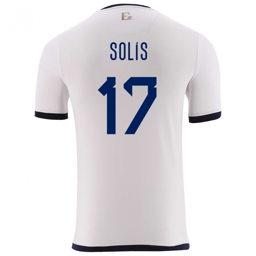 Bambino Maglia Ecuador Mathias Solis #17 Bianco Kit Gara Away 24-26 Maglietta