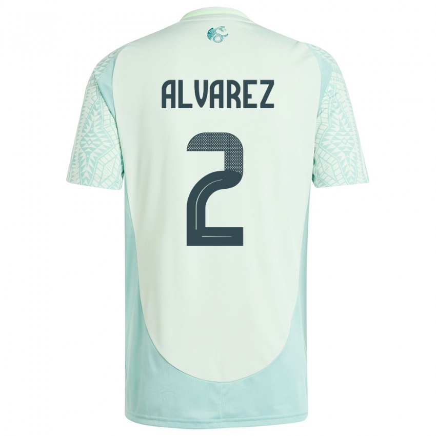 Bambino Maglia Messico Kevin Alvarez #2 Lino Verde Kit Gara Away 24-26 Maglietta