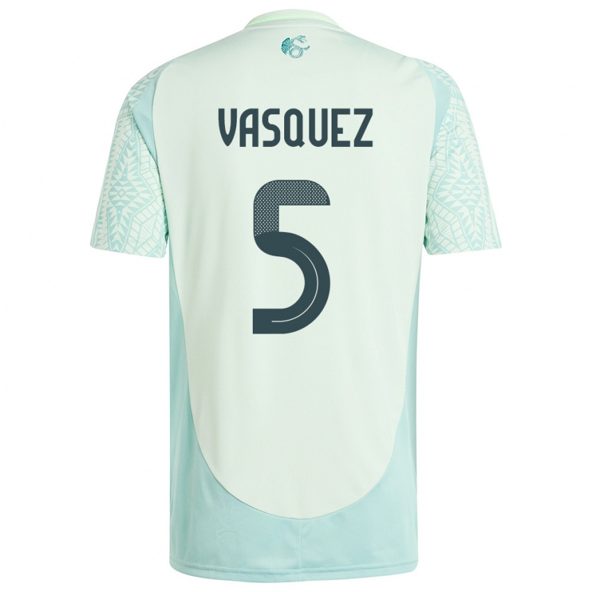 Bambino Maglia Messico Johan Vasquez #5 Lino Verde Kit Gara Away 24-26 Maglietta