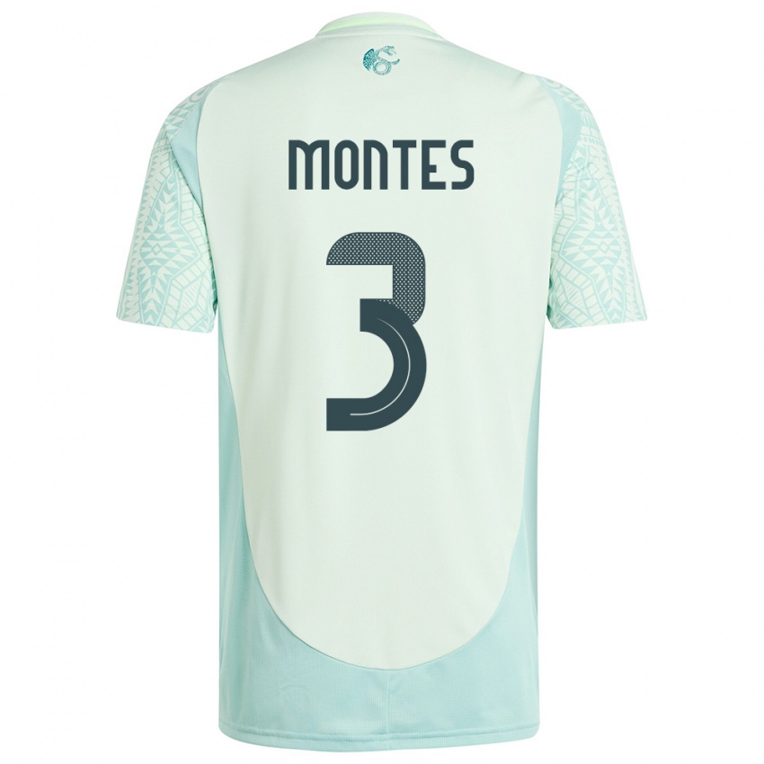 Bambino Maglia Messico Cesar Montes #3 Lino Verde Kit Gara Away 24-26 Maglietta