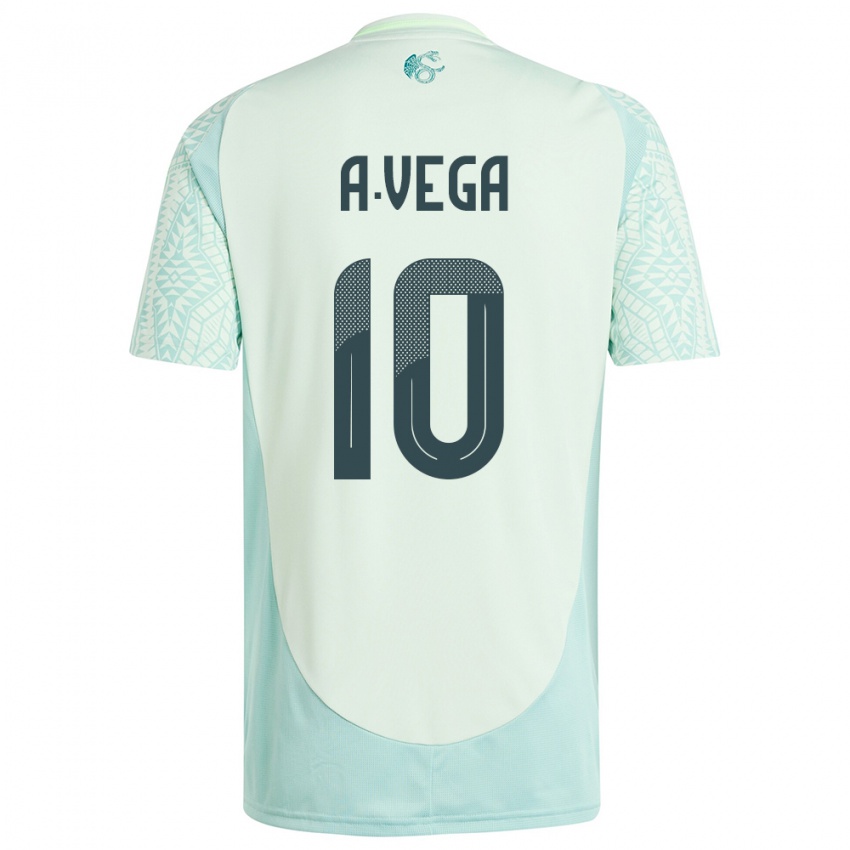 Bambino Maglia Messico Alexis Vega #10 Lino Verde Kit Gara Away 24-26 Maglietta