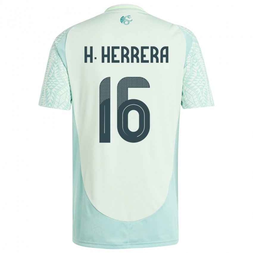 Bambino Maglia Messico Hector Herrera #16 Lino Verde Kit Gara Away 24-26 Maglietta