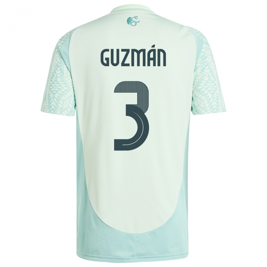 Bambino Maglia Messico Victor Guzman #3 Lino Verde Kit Gara Away 24-26 Maglietta