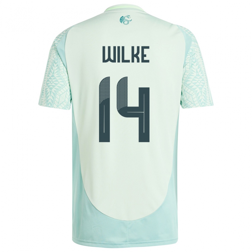 Bambino Maglia Messico Teun Wilke #14 Lino Verde Kit Gara Away 24-26 Maglietta