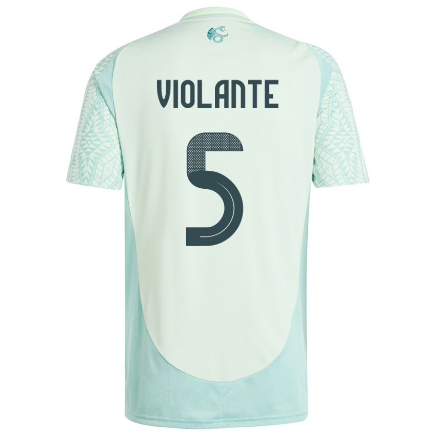 Bambino Maglia Messico Isaias Violante #5 Lino Verde Kit Gara Away 24-26 Maglietta