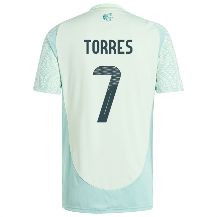 Bambino Maglia Messico Christian Torres #7 Lino Verde Kit Gara Away 24-26 Maglietta