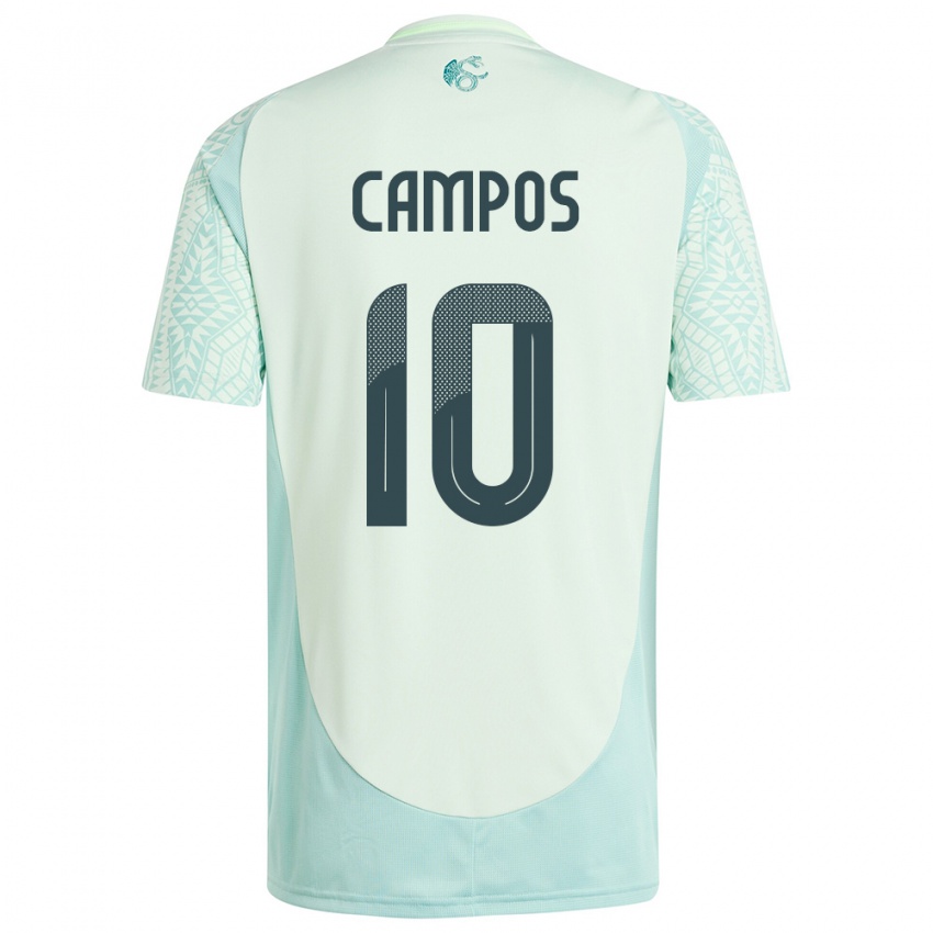 Bambino Maglia Messico Karel Campos #10 Lino Verde Kit Gara Away 24-26 Maglietta