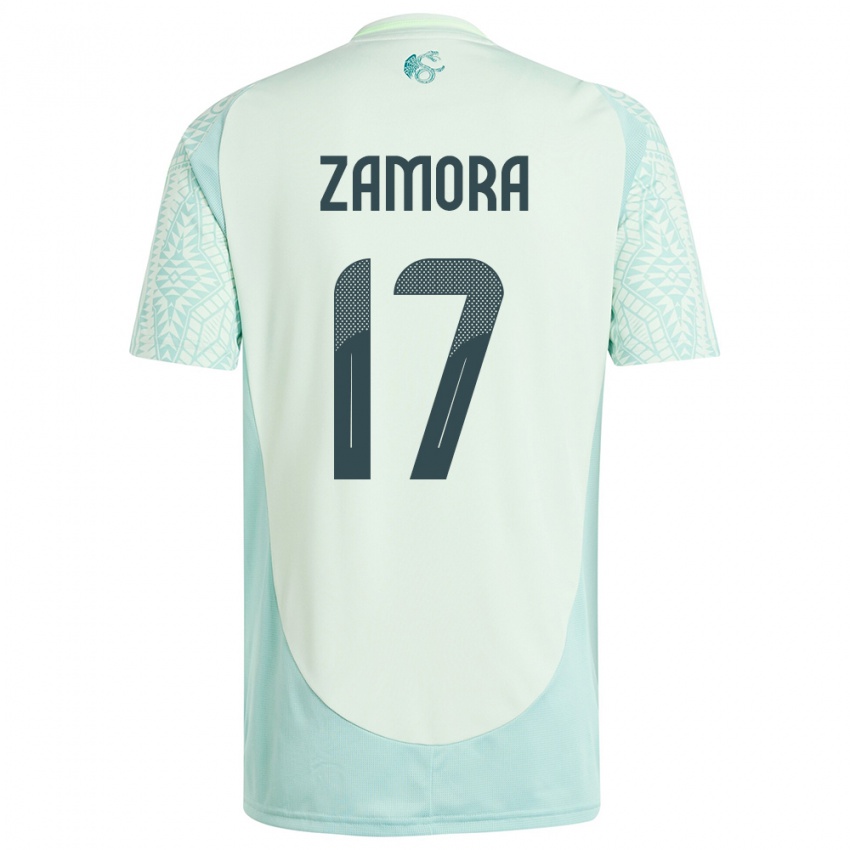 Bambino Maglia Messico Saul Zamora #17 Lino Verde Kit Gara Away 24-26 Maglietta