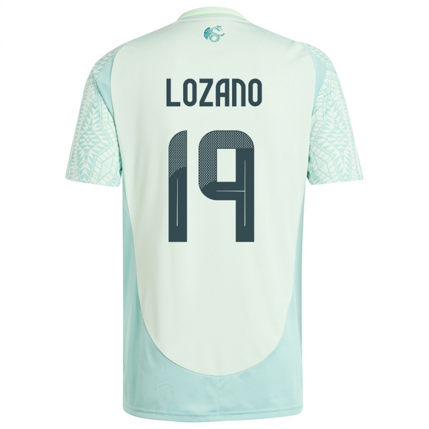 Bambino Maglia Messico Esteban Lozano #19 Lino Verde Kit Gara Away 24-26 Maglietta