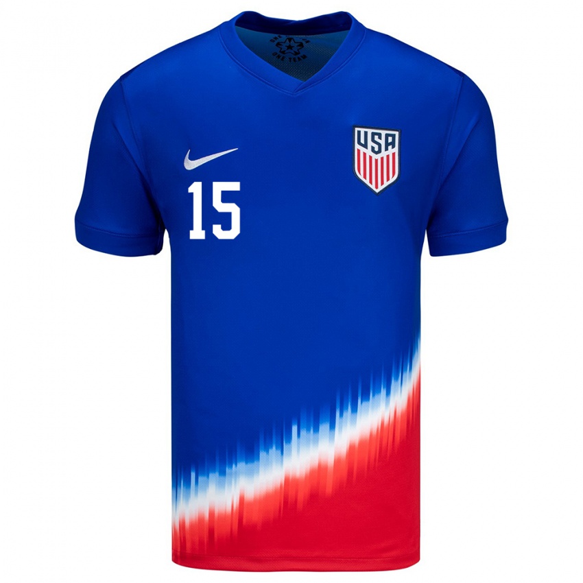 Bambino Maglia Stati Uniti Megan Rapinoe #15 Blu Kit Gara Away 24-26 Maglietta