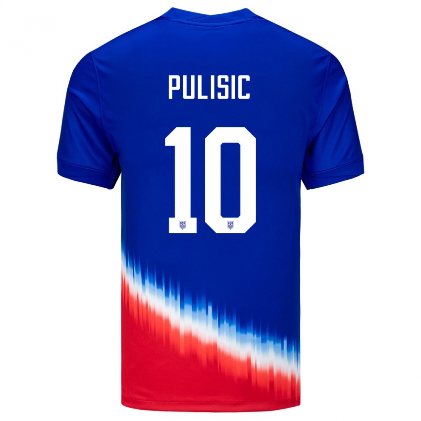 Bambino Maglia Stati Uniti Christian Pulisic #10 Blu Kit Gara Away 24-26 Maglietta