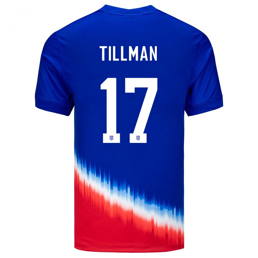 Bambino Maglia Stati Uniti Malik Tillman #17 Blu Kit Gara Away 24-26 Maglietta