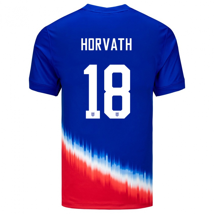 Bambino Maglia Stati Uniti Ethan Horvath #18 Blu Kit Gara Away 24-26 Maglietta