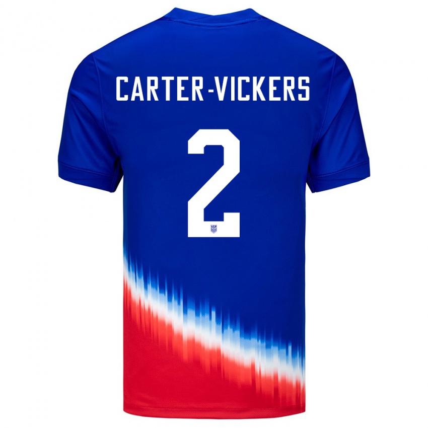 Bambino Maglia Stati Uniti Cameron Carter-Vickers #2 Blu Kit Gara Away 24-26 Maglietta