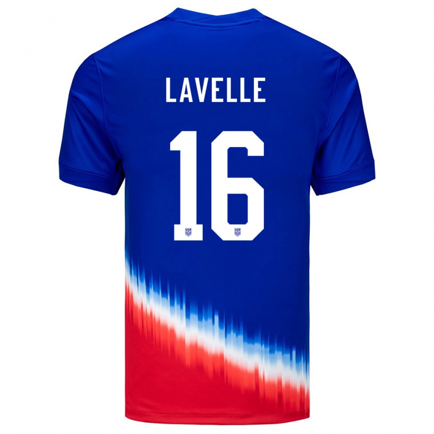 Bambino Maglia Stati Uniti Rose Lavelle #16 Blu Kit Gara Away 24-26 Maglietta