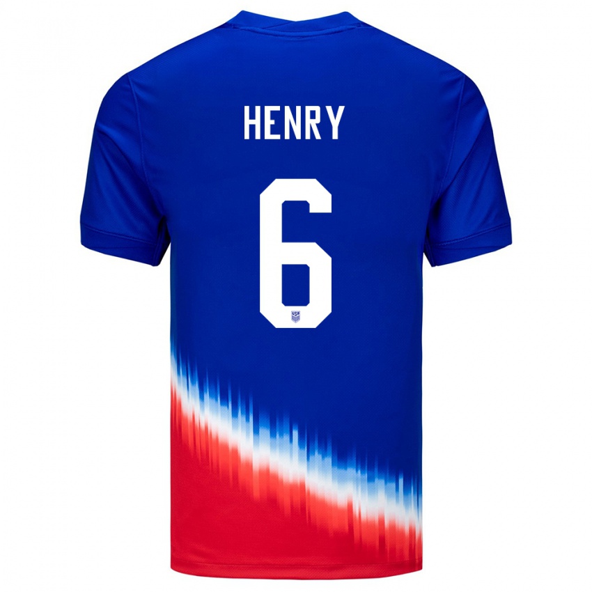 Bambino Maglia Stati Uniti Kobi Henry #6 Blu Kit Gara Away 24-26 Maglietta