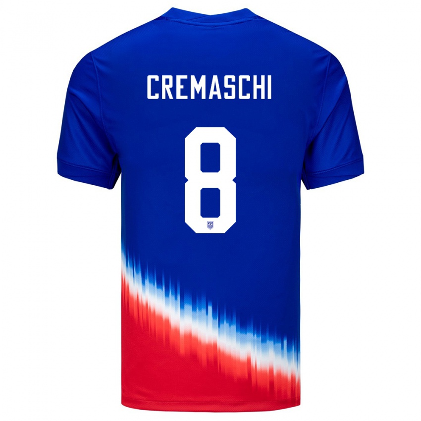 Bambino Maglia Stati Uniti Benjamin Cremaschi #8 Blu Kit Gara Away 24-26 Maglietta