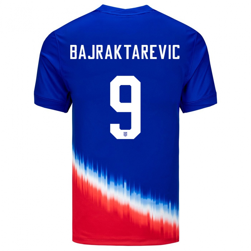 Bambino Maglia Stati Uniti Esmir Bajraktarevic #9 Blu Kit Gara Away 24-26 Maglietta