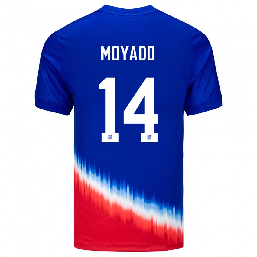 Bambino Maglia Stati Uniti Bryan Moyado #14 Blu Kit Gara Away 24-26 Maglietta