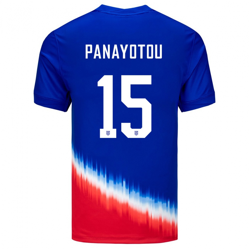 Bambino Maglia Stati Uniti Jack Panayotou #15 Blu Kit Gara Away 24-26 Maglietta