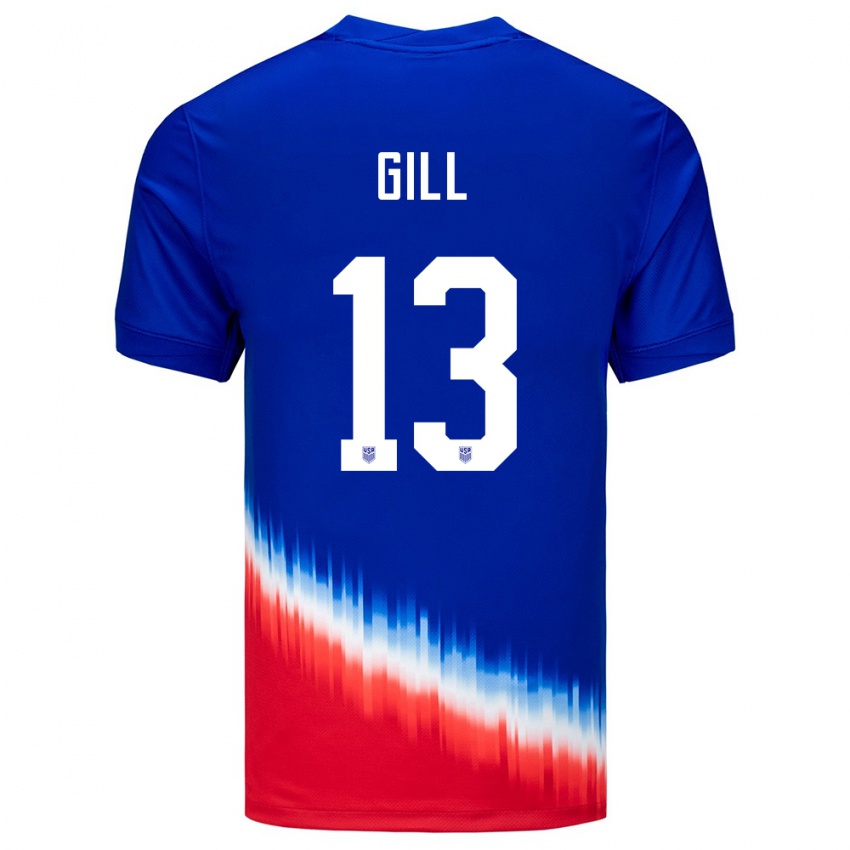 Bambino Maglia Stati Uniti Adrian Gill #13 Blu Kit Gara Away 24-26 Maglietta