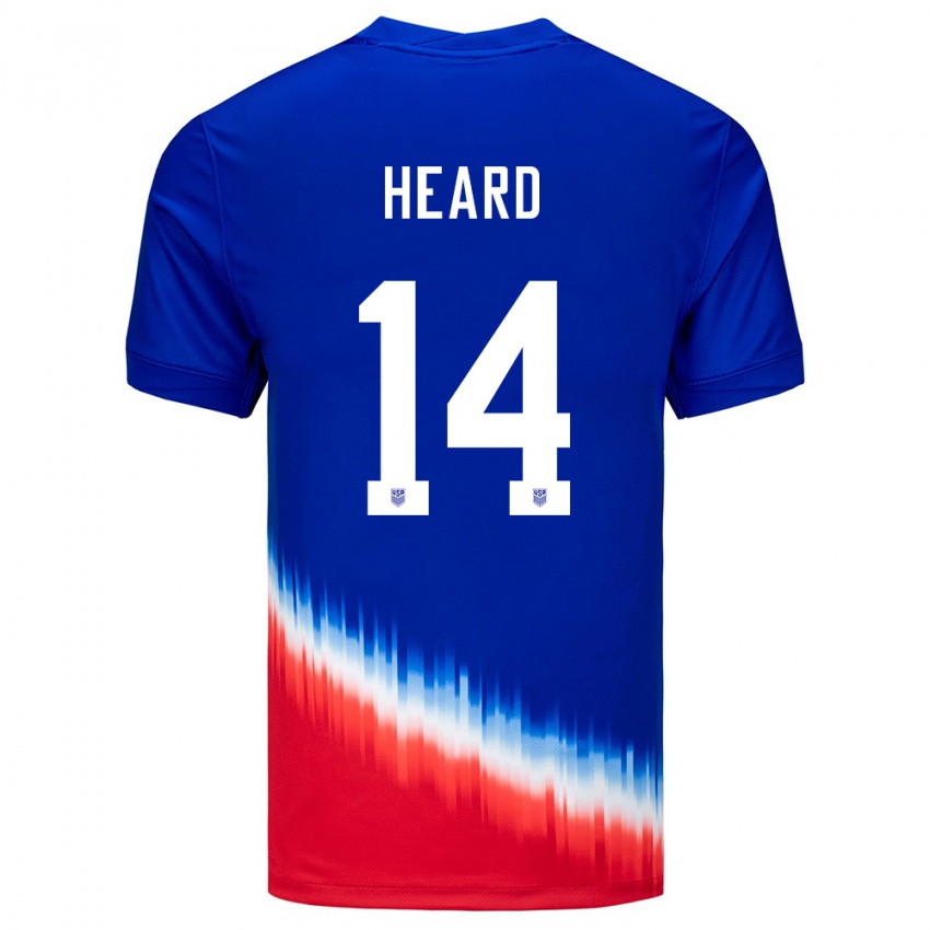 Bambino Maglia Stati Uniti Aaron Heard #14 Blu Kit Gara Away 24-26 Maglietta