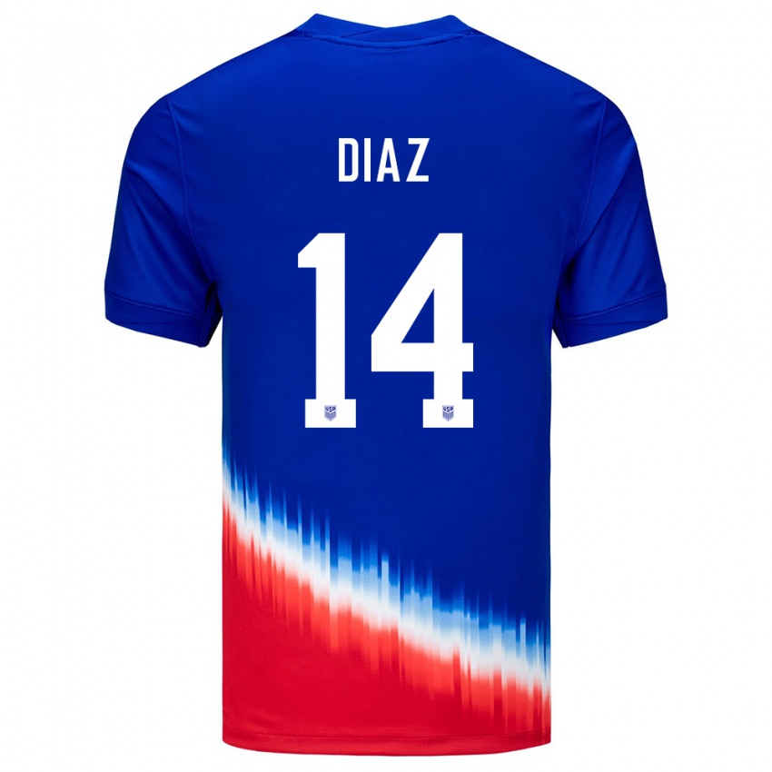 Bambino Maglia Stati Uniti Christian Diaz #14 Blu Kit Gara Away 24-26 Maglietta