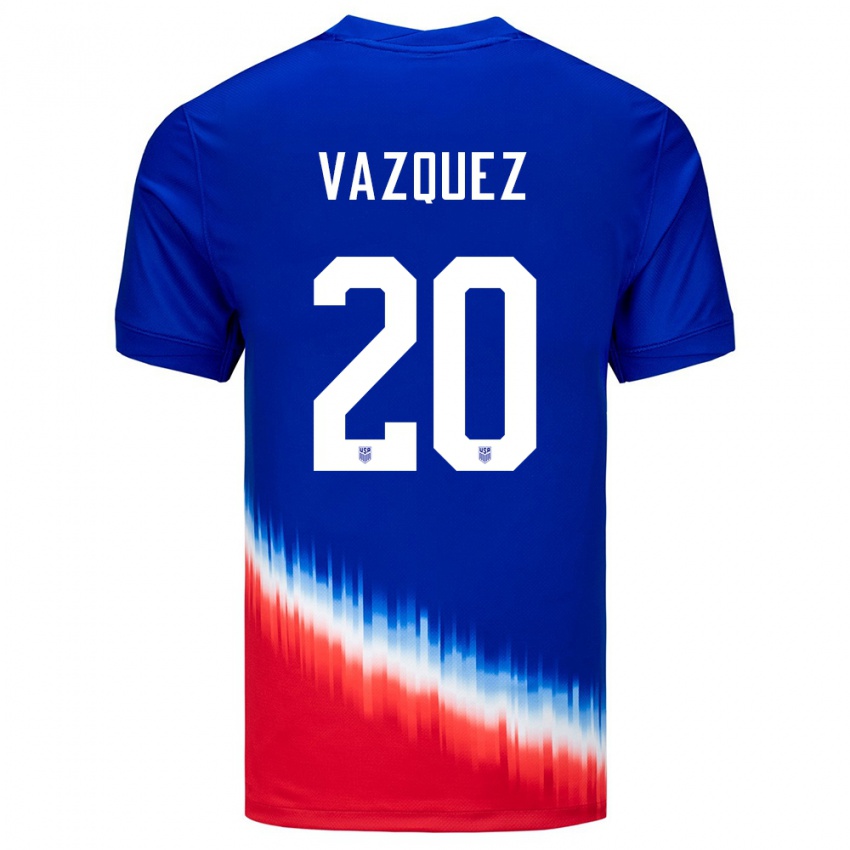 Bambino Maglia Stati Uniti David Vazquez #20 Blu Kit Gara Away 24-26 Maglietta