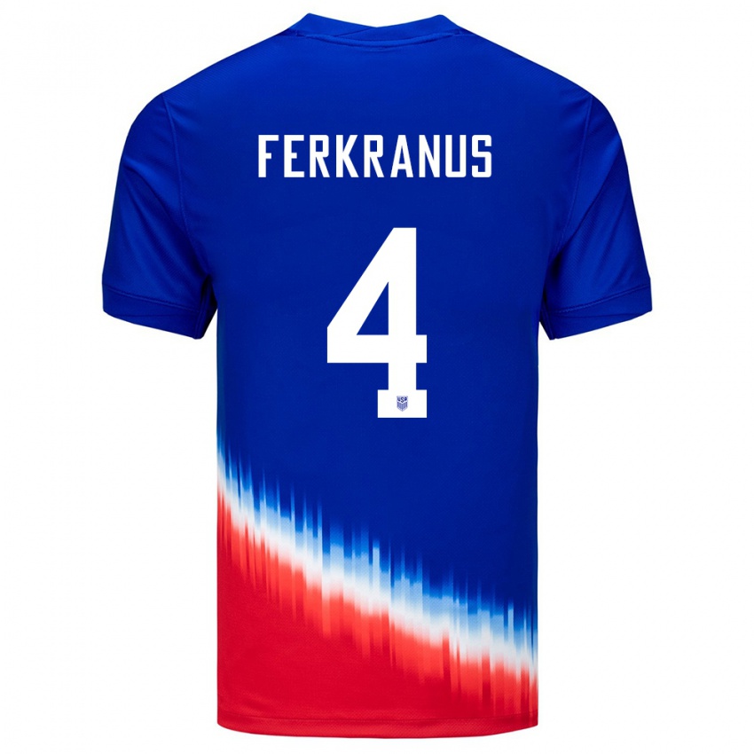 Bambino Maglia Stati Uniti Marcus Ferkranus #4 Blu Kit Gara Away 24-26 Maglietta