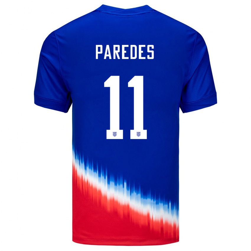 Bambino Maglia Stati Uniti Kevin Paredes #11 Blu Kit Gara Away 24-26 Maglietta