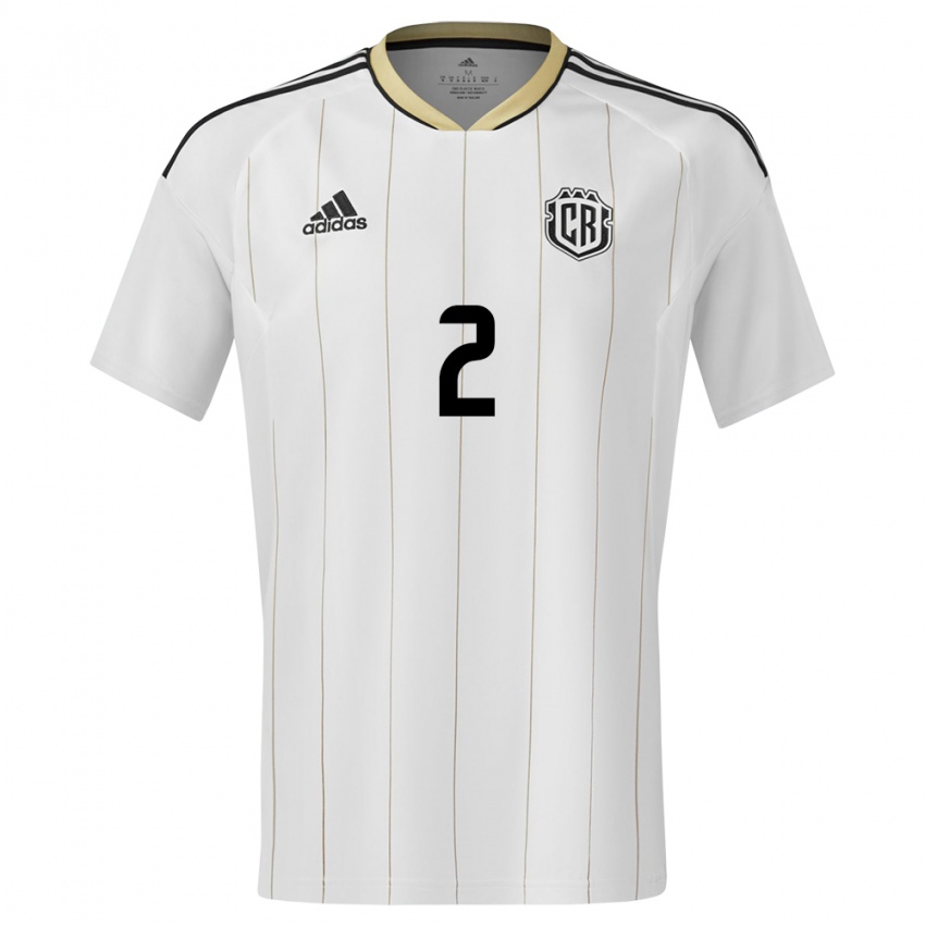 Bambino Maglia Costa Rica Daniel Chacon #2 Bianco Kit Gara Away 24-26 Maglietta