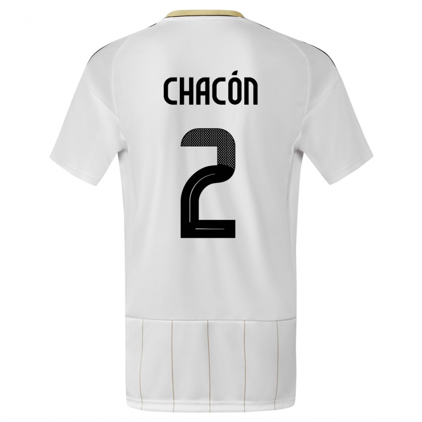 Bambino Maglia Costa Rica Daniel Chacon #2 Bianco Kit Gara Away 24-26 Maglietta