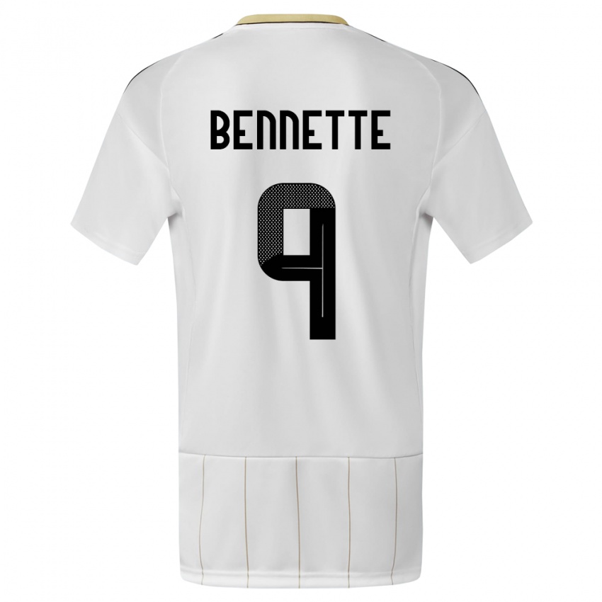 Bambino Maglia Costa Rica Jewison Bennette #9 Bianco Kit Gara Away 24-26 Maglietta