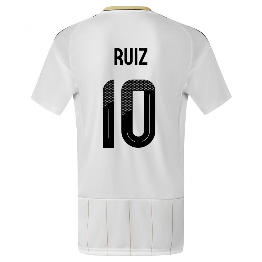 Bambino Maglia Costa Rica Bryan Ruiz #10 Bianco Kit Gara Away 24-26 Maglietta