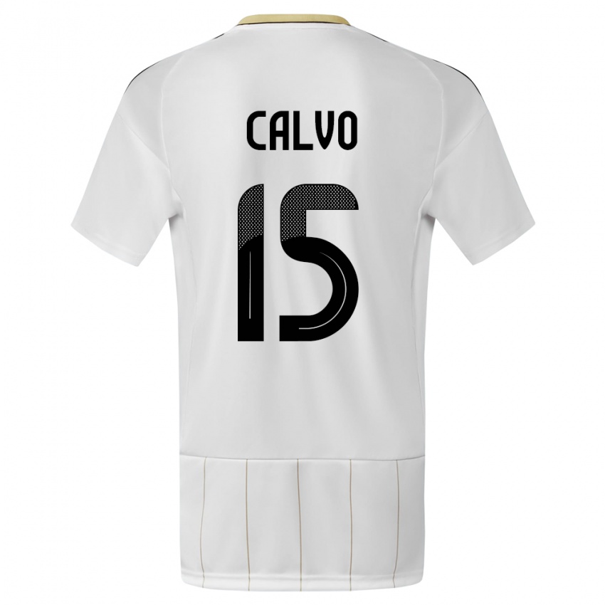 Bambino Maglia Costa Rica Francisco Calvo #15 Bianco Kit Gara Away 24-26 Maglietta